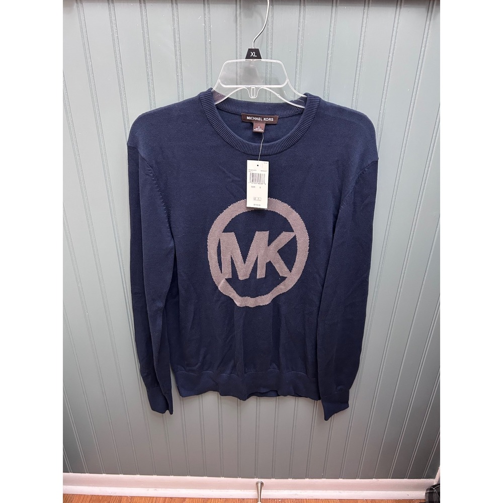 Michael Kors Mens Navy MK Logo Crewneck Sweater Size S Fall‎ Winter Casual